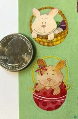 BUNNIES IN BASKET Stickers(12pc) Approx4″x6-1/2″Sandylion•Rabbit•Easter •Eggs