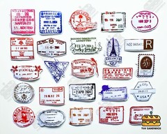 50 pcs «Arrival Stamps» Sticker Pack Passport Luggage Travel Transparent Decals