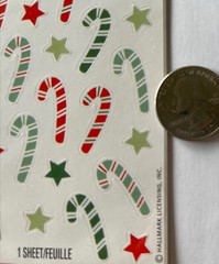 RED/GREEN CANDY CANES Stickeroni Stickers(40pc)Hallmark•Christmas •Stars•Holiday