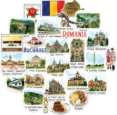 Remarkable Romania Travel Stickers (28Pcs) – Die-Cut, Watercolor, Bucharest Vaca