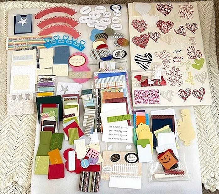 Huge Lot Paper Punch & Die Cuts HEARTS, PHRASES, SQUARES Cardmaking Scrapbooking