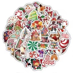 60 PACK CHRISTMAS TREE CANDY CANE GINGERBREAD COOKIE PET Stickers Lot 60PCS