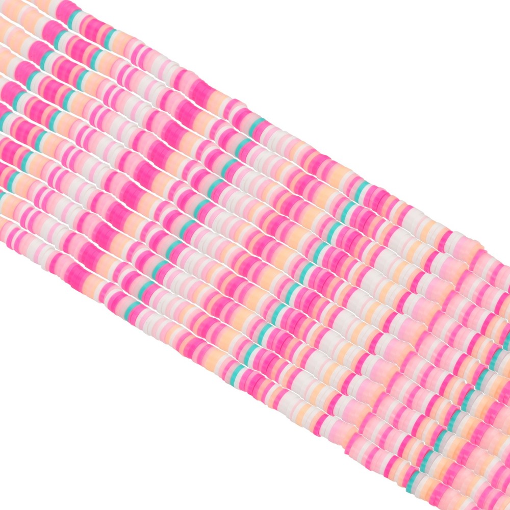 6mm 3500Pcs 10 Strands Polymer Clay Beads Spacer, Green/Pink/Yellow/White