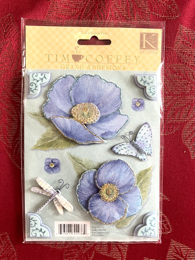 RARE BLUE FLOWERS PHOTO CORNER DRAGONFLY TIM COFFEY K & COMPANY 3D STICKERS