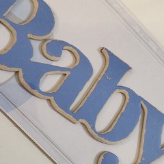 NEW Lot 2 Pkg Lil Davis Vintage Wood Words BABY Boy Blue Sweet Precious Cutie -G