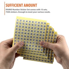 500 Round Number Stickers – 15 Sets, Self-Adhesive Decals for Inventory & Organi