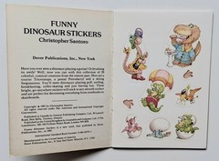 Vintage Funny Dinosaur Stickers NEW Hallmark 4 Sheets + Dover Book 4 Pages 1991