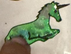 Vintage Oilies Liquid Crystal Changing Dino / Unicorn Stickers 80s/90s Touch Me