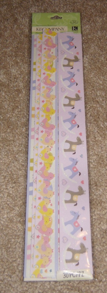 K&Company Itsy Bitsy Baby Girl Adhesion Borders w/Glitter Accents ~ NIP