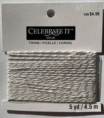 GOLD/WHITE TWINE(5 yards) Christmas•Holiday•Tags•String •Metallic•Gift•Presents