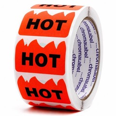 Fluorescent Red Orange Flame Labels – 2″x1.25″ Hot Stickers, 500/Roll for Partie