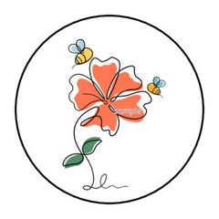 30 FLOWER AND BEES ENVELOPE SEALS LABELS STICKERS 1.5″ ROUND FLORAL ABSTRACT