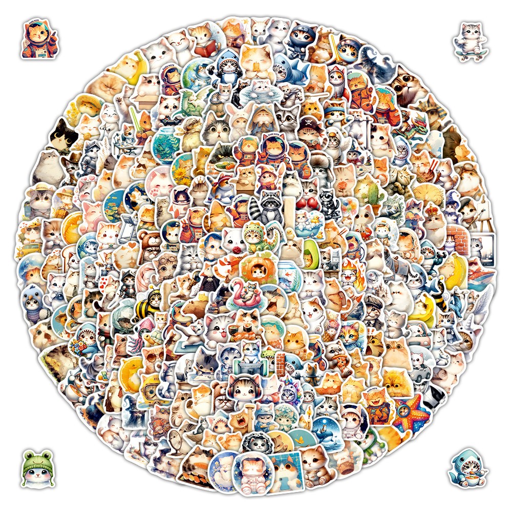 200/100/50PCS Cute Cartoon Kitten Graffiti Stickers for Bicycle Hand Account Pen