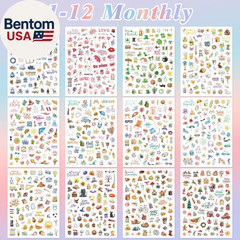 Planner Stickers with Glittery Film, 1000+ Scrapbook Stickers for Calendar Seaso