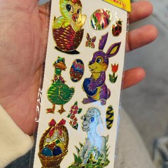VTG Holographic Shiny Foil Gold Edged Easter Stickers 2 Packs New Old Stock