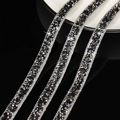 1X 108″ x 0.4″ Black Bling Rhinestone Crystal Diamond DIY Decor Sticker Decal #C