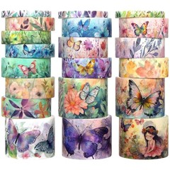 20 Rolls Washi Tape Set Floral Butterfly Decorative Masking Tape Scrapbooking Ar