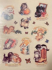 Vtg 1981 Hallmark Cute Kittens Cats Butterflies NOS Pack x4 Sticker Sheets 80s!