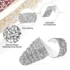 1 Inch x 1 Yard Crystal Rhinestone Sticker Ribbon Silver