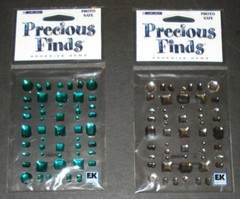 STICKO EK SUCCESS PRECIOUS FINDS PHOTO SAFE ADHESIVE SILVER & GREEN GEMS