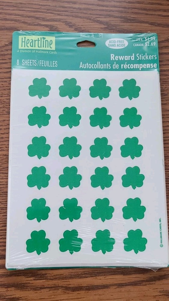 Heartline Hallmark Stickers Green Shamrocks Sealed -New