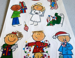 Vintage 1999 MAMBI Christmas Kids Clear Stickers Angel Santa 12″ Scrapbook NOS