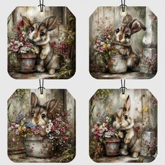 Set Bunny Rabbit Tags Junk Journal Scrapbook Choose A Set