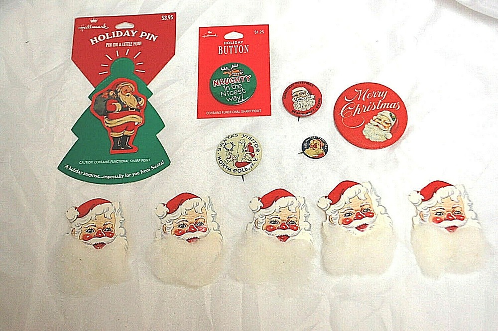 Christmas Pins and Stickers Vintage Assortment Lot of 11 X1064