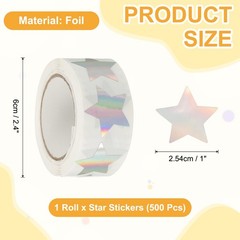 1″ Star Stickers, 500 Pieces Self-Adhesive Metallic Foil Stars, Metallic Silver
