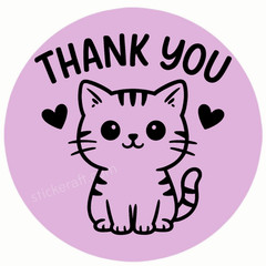 Thank You Stickers Cute Cat Labels Small Business Packaging Seals