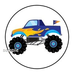 30 MONSTER TRUCK ENVELOPE SEALS LABELS STICKERS 1.5″ ROUND PARTY FAVORS GIFTS