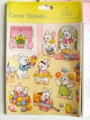Lot VTG 1988 Gibson Greetings Easter Stickers Bunny Lamb Chick Faces 7 Packs NIP