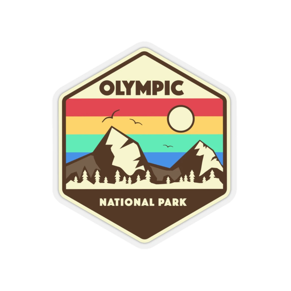 Olympic National Park Retro Sticker, National Park Sticker, National Park Gift,