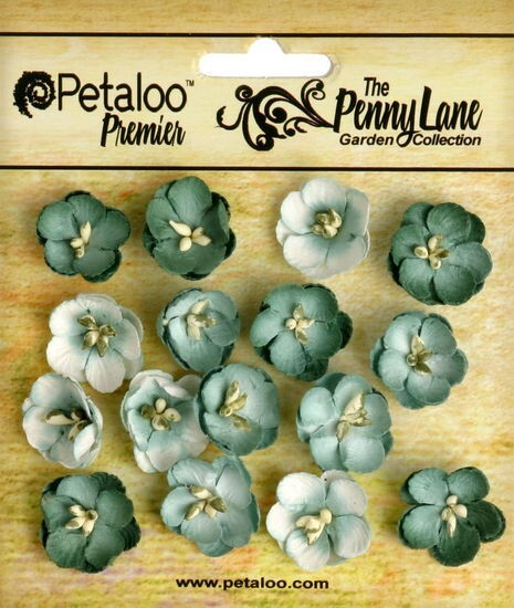 Forget Me Nots SEA GREEN 16 Paper Flowers 20mm across Penny Lane Petaloo XC