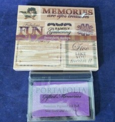 Portfolia Gifted Memories Scrapbook Findings Wooden Stamps Purple Ink Pad New