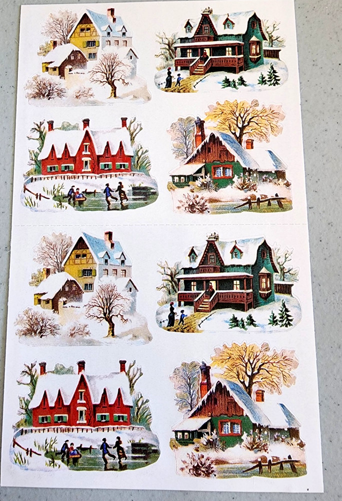 Vintage 1997 John Grossman Winter Homes Sticker Sheet 2 Modules Scrapbooking NOS