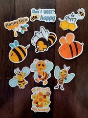 STICKERS x 10 Honey Bee Positive Apiculture Beehive Cartoon Sticker BEH2