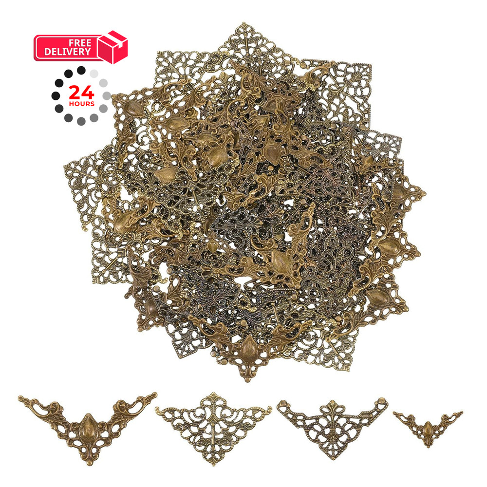 96 Pcs Metal Book Corner Protector, Decorative Photo Corners for bronze
