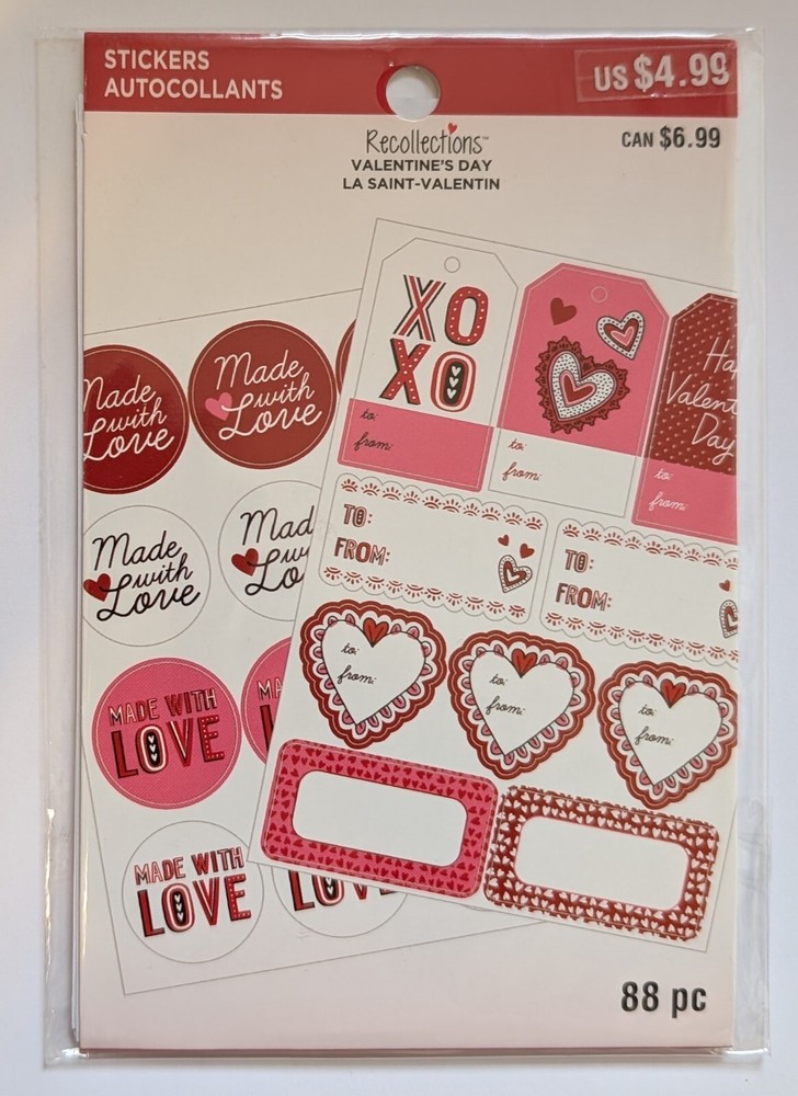 Valentine’s Day Labels Craft Stickers By Recollections