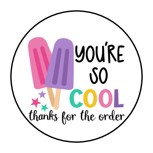 30 THANKS FOR YOUR ORDER STICKERS ENVELOPE SEALS LABELS 1.5″ ROUND ICE CREAM
