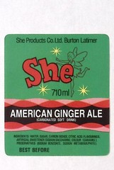 1940s She American Ginger Ale Carbonated Soft Drink Paper Label Fairy 4″H