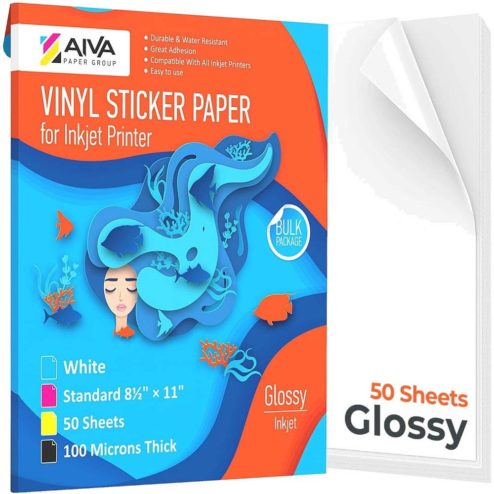 Inkjet Printable Vinyl Sticker Paper – 50 Self-Adhesive