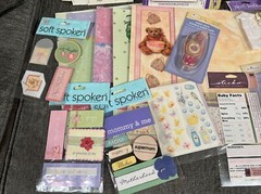 Large Baby Girl Pink Scrapbook Lot: Book, Sheets, Papers, Stickers & More. NEW