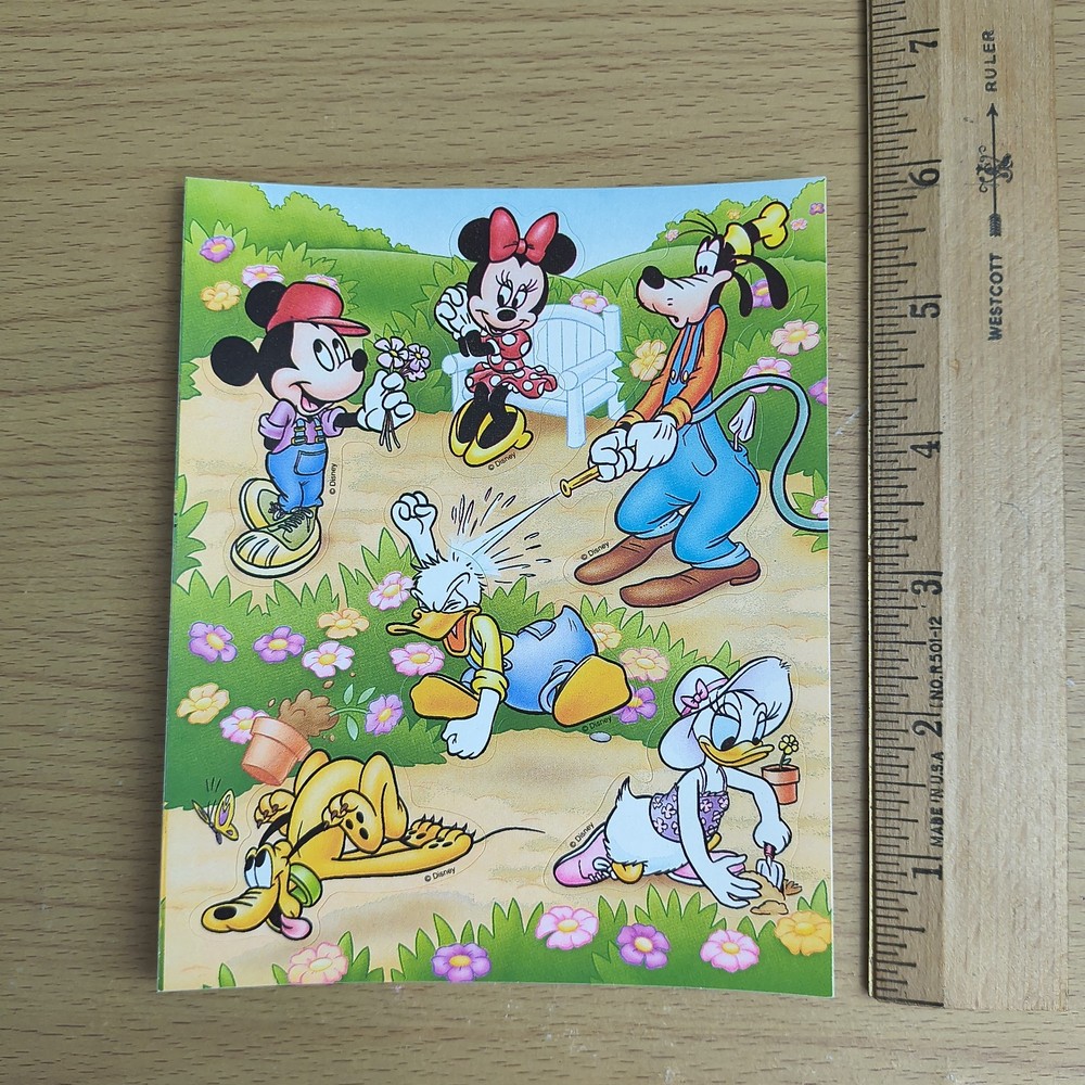 Vintage Gibson Hallmark Disney Mickey Mouse Minnie Donald Goofy Sticker Sheet