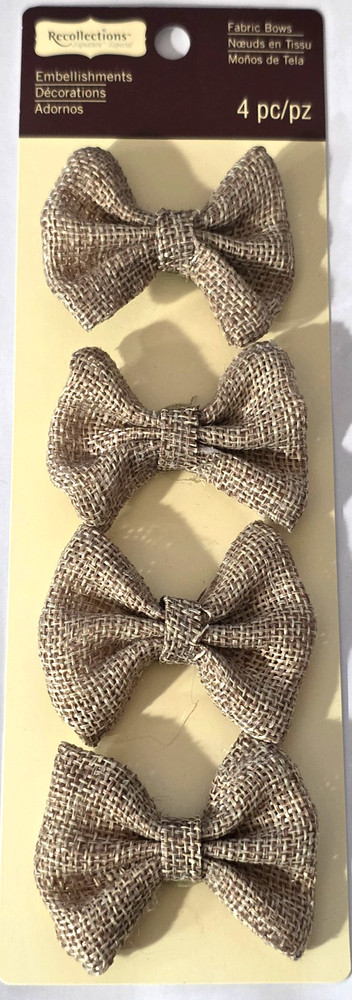 Recollections Signature Fabric Bows Embellishments – BURLAP – 4pcs