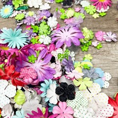 Bulk Craft Flower Lot Paper Fabric Scrapbooking DIY Mixed Colors Sizes Daisy