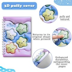 Reusable Sticker Collecting Book with Puffy Cover, A5 Size with 40 Sheets Star