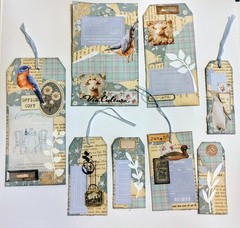 Handmade Junk Journal Collaged Tags – Set of 8 – Nature & Vintage Theme