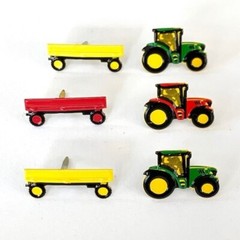 TRACTOR & CART SCRAPBOOKING DECORATIVE BRADS EYELET OUTLET 8 PCS