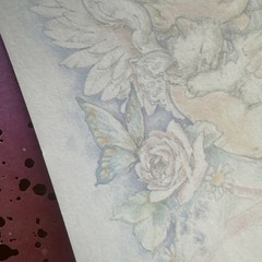 Vintage 80s 90s Pastel Heavenly Angel Kitten Santiago Stationery Paper Sheets